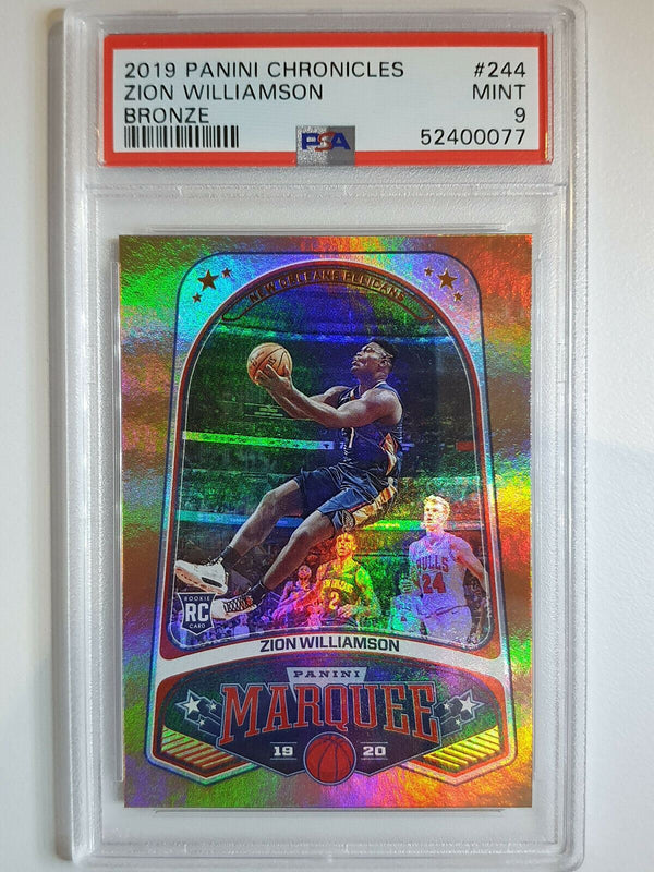 2019 Chronicles Zion Williamson Rookie #244 Marquee BRONZE Prizm - PSA 9