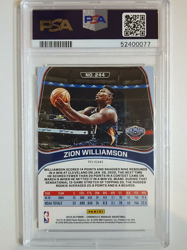 2019 Chronicles Zion Williamson Rookie #244 Marquee BRONZE Prizm - PSA 9