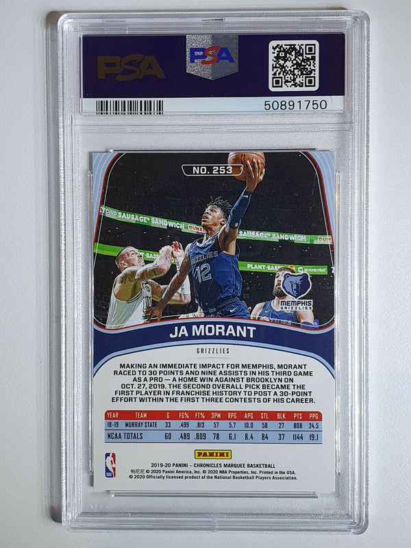 2019 Chronicles Ja Morant Rookie #253 Marquee BRONZE Prizm - PSA 9