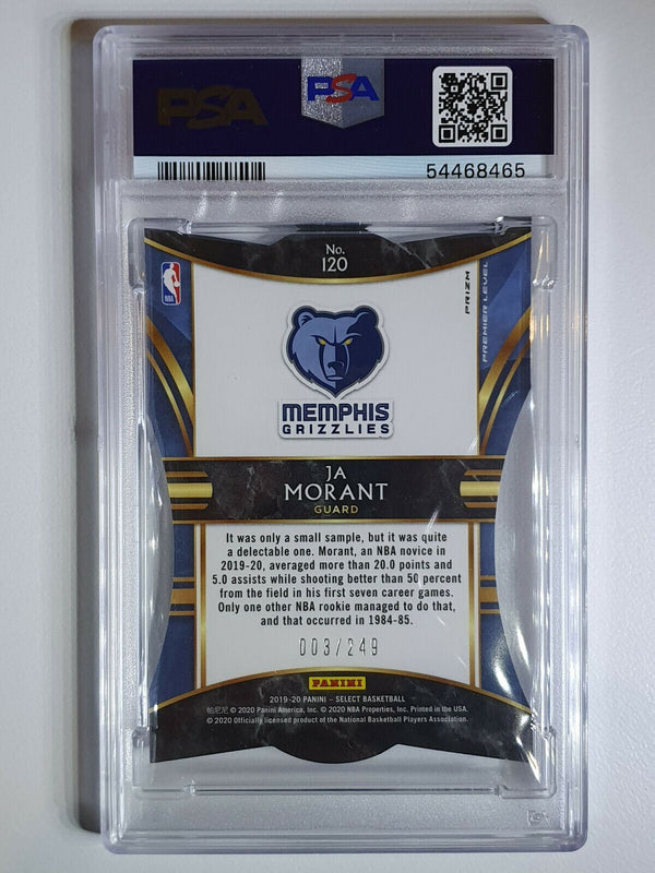 2019 Select Ja Morant Rookie #120 BLUE Prizm /249 Die-Cut - PSA 9