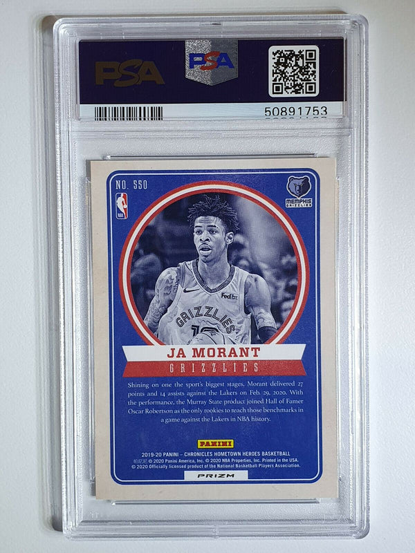 2019 Chronicles Ja Morant Rookie #550 Hometown Heroes SILVER Prizm - PSA 9