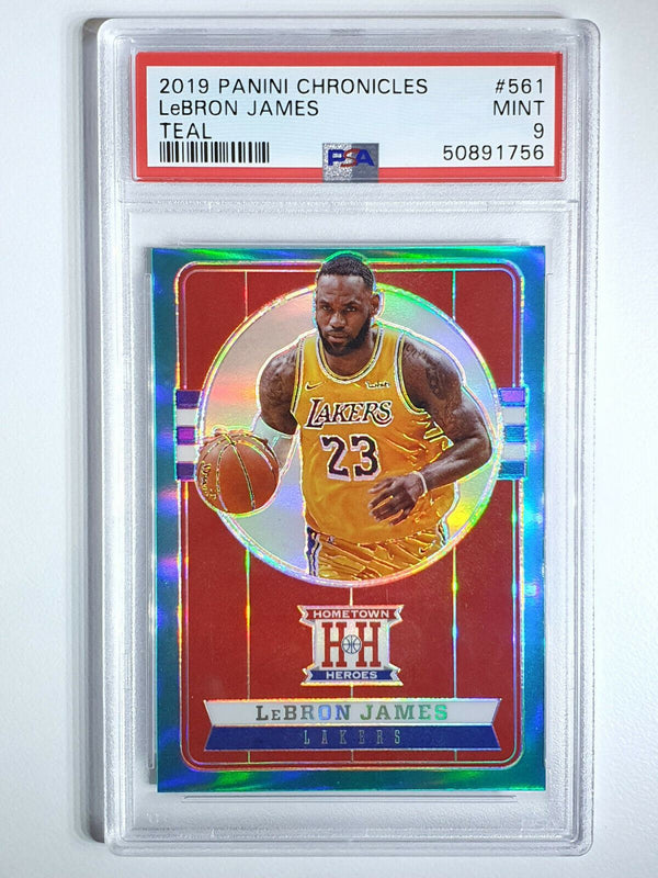 2019 Chronicles Lebron James #561 Hometown Heroes TEAL Prizm - PSA 9