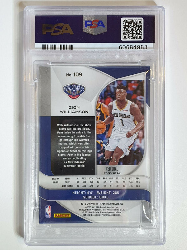 2019 Spectra Zion Williamson Rookie #109 CELESTIAL Prizm - PSA 9 (POP 25)