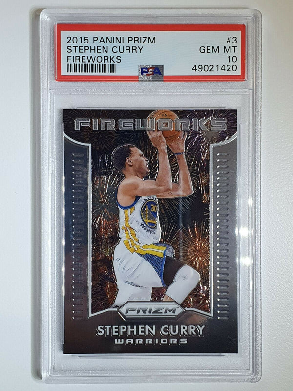 2015 Panini Prizm Stephen Curry #3 Fireworks - PSA 10