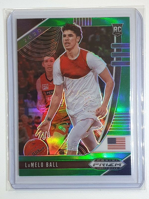 2020 Prizm Draft Picks Lamelo Ball Rookie #43 GREEN HOLO Prizm - Grading Ready