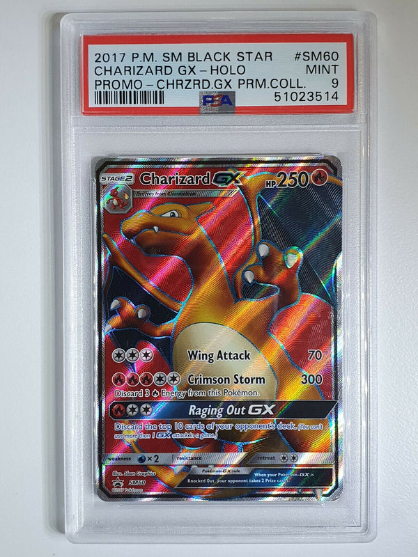 2017 Pokemon Charizard GX SM60 Holo Premium Black Star Promo - PSA 9