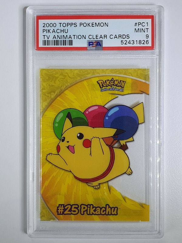 2000 Topps Pokemon Pikachu #PC1 TV Animation CLEAR Plastic Cards - PSA 9