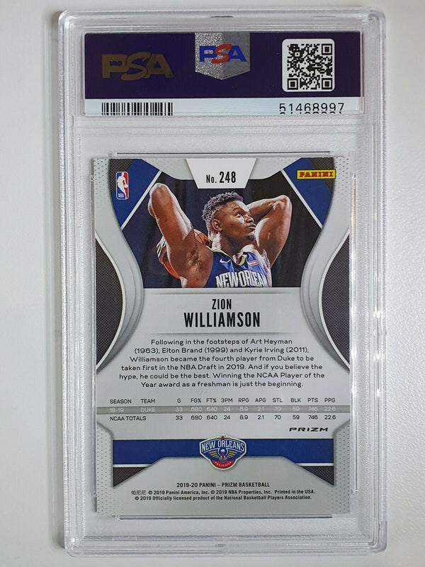 2019-20 Prizm Zion Williamson Rookie #248 RED WHITE BLUE Prizm RC - PSA 9