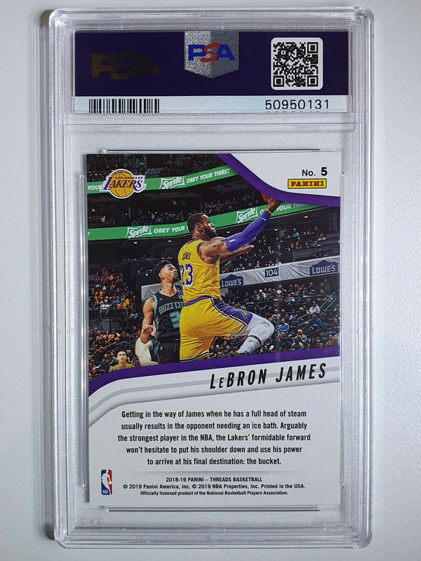 2018 Panini Threads Lebron James #5 High Octane Dazzle Prizm - PSA 9