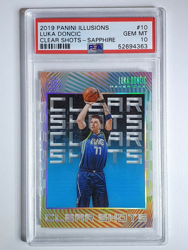 2019-20 Panini Illusions Luka Doncic #10 Clear Shots SAPPHIRE - PSA 10 (POP 4)