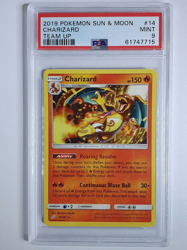 2019 Pokemon Charizard 14/181 Sun & Moon Team Up - PSA 9