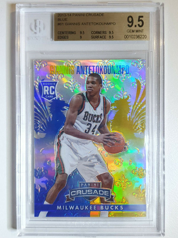 2013 Crusade Giannis Antetokounmpo Rookie #61 BLUE Prizm - BGS 9.5 (LOW POP)