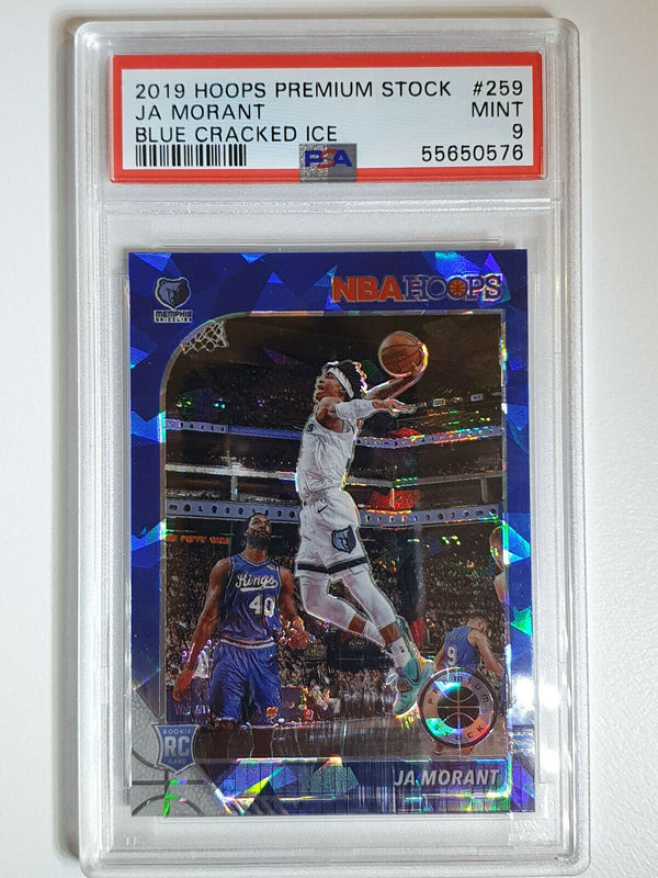 2019 Premium Stock Ja Morant Rookie #259 BLUE CRACKED ICE Prizm - PSA 9