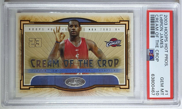 2003 Hoops Lebron James Rookie #1 Hot Prospects Cream of the Crop - PSA 10