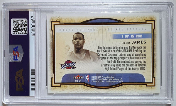 2003 Hoops Lebron James Rookie #1 Hot Prospects Cream of the Crop - PSA 10