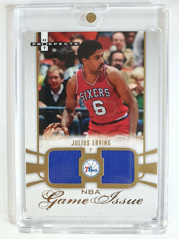 2007 Fleer Game Issue Julius Erving (Dr J) Game Worn Jersey /99 - Ready to Grade