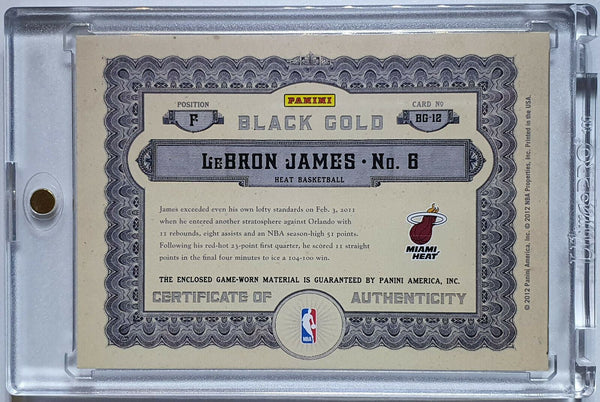 2012 Gold Standard Lebron James #PATCH /149 Game Worn Jersey - Rare