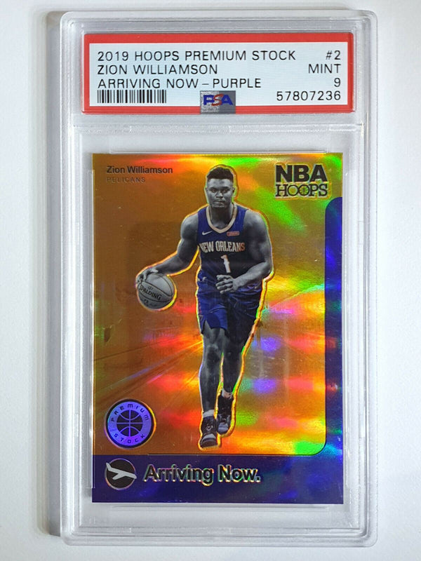 2019 Hoops Premium Stock Zion Williamson Rookie #2 PURPLE HOLO - PSA 9 (POP 5)