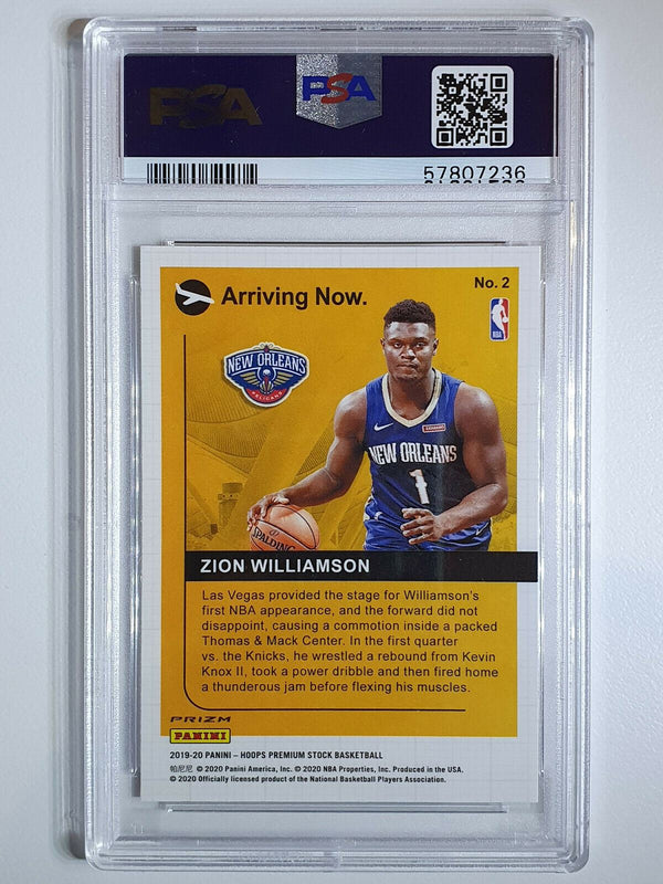 2019 Hoops Premium Stock Zion Williamson Rookie #2 PURPLE HOLO - PSA 9 (POP 5)