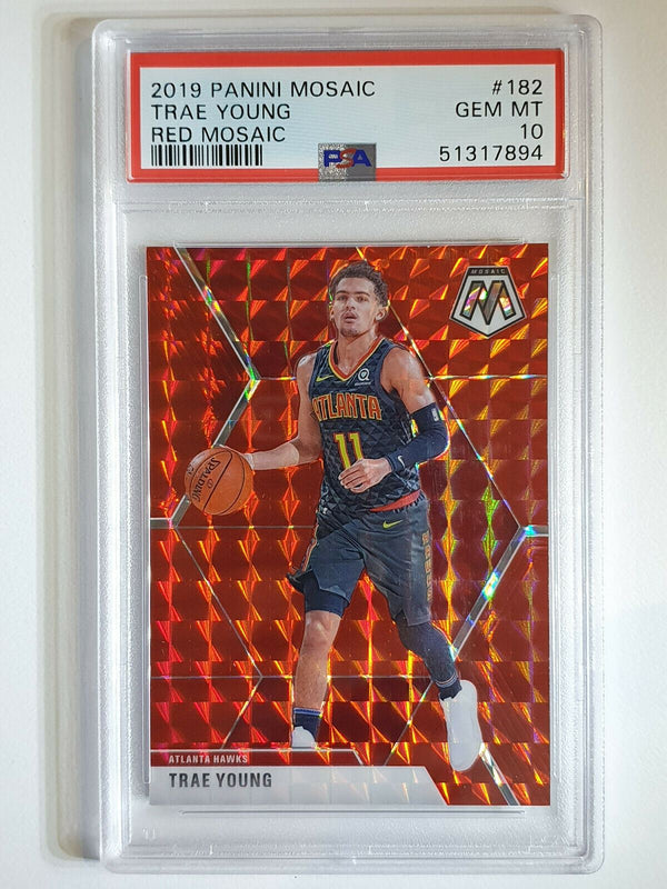 2019 Panini Mosaic Trae Young #182 RED Mosaic Prizm - PSA 10 (LOW POP)