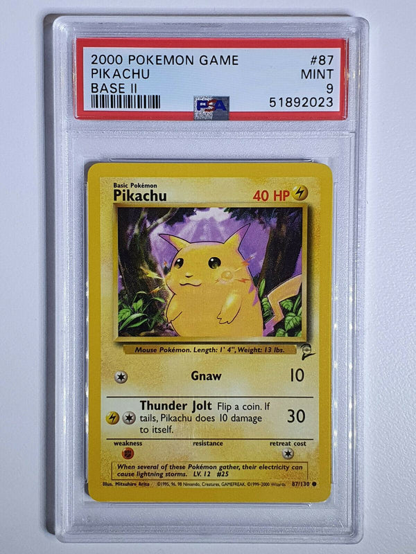 2000 Pokemon Pikachu 87/130 BASE II Yellow Cheeks - PSA 9