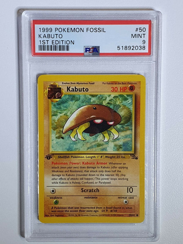 1999 Pokemon Kabuto 50/62 1st Edition Fossil - PSA 9