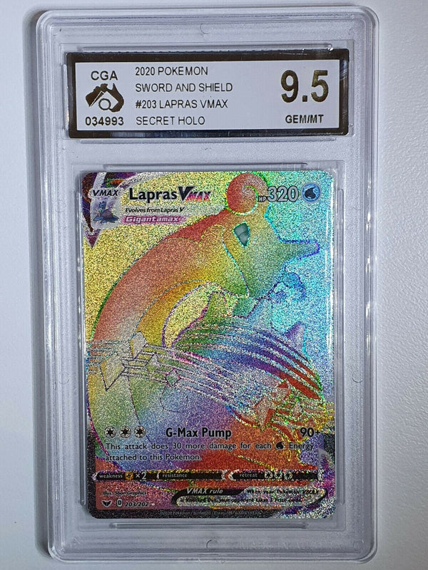 Pokemon Lapras Vmax 203/202 Secret Sword & Shield - CGA 9.5 (PSA 10 Regrade?)