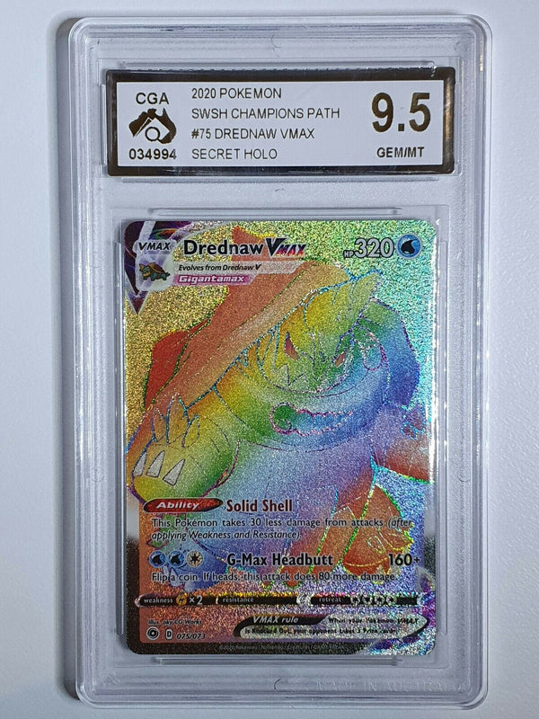 Pokemon Drednaw Vmax 075/073 Secret Champion's Path - CGA 9.5 (PSA 10 Regrade?)