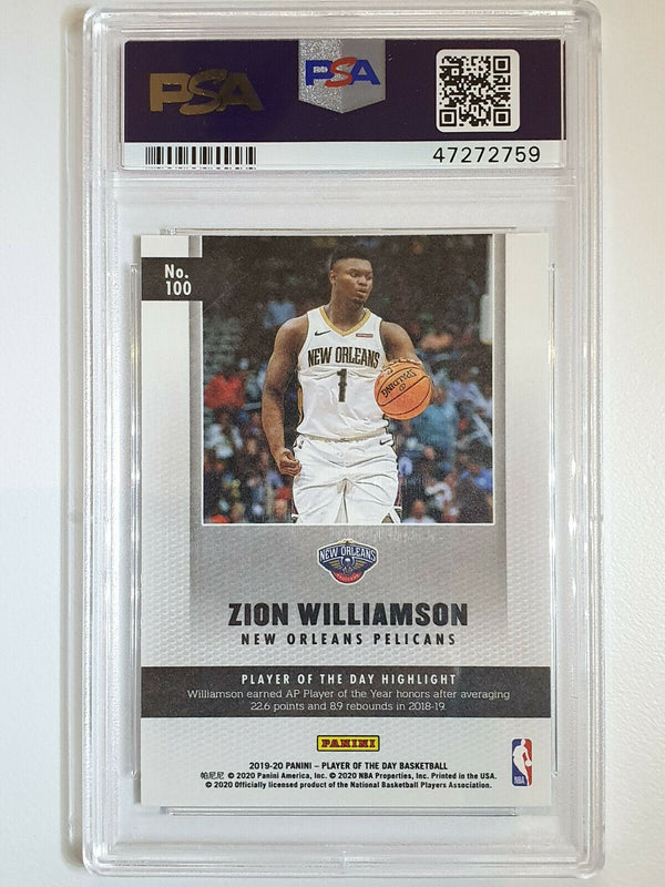 2019 Panini Zion Williamson Rookie #100 Player Of The Day SILVER - PSA 10