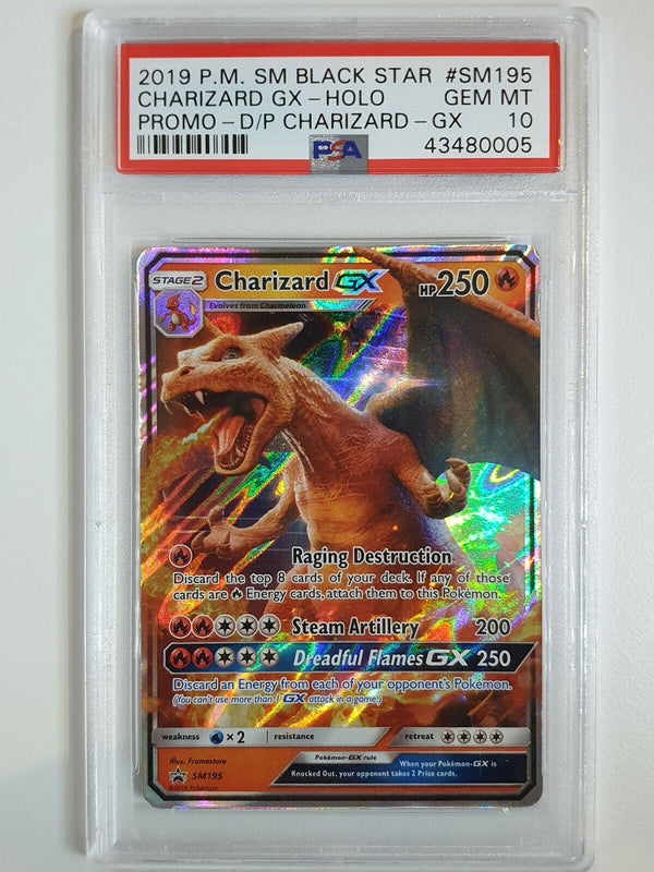 2019 Pokemon Charizard GX HOLO SM195 Black Star Promo Sun & Moon - PSA 10