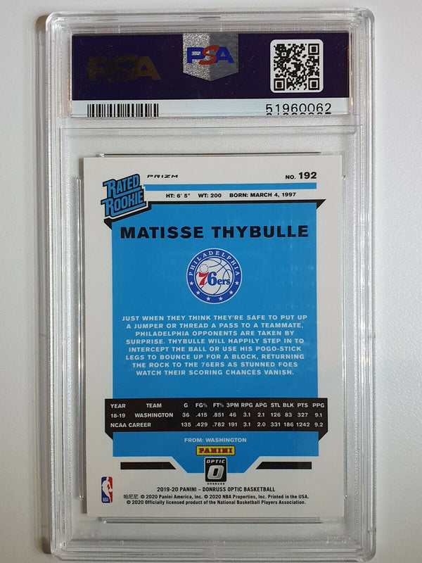 2019 Donruss Optic Matisse Thybulle Rookie #192 CHOICE PRIZM - PSA 9 (POP 14)