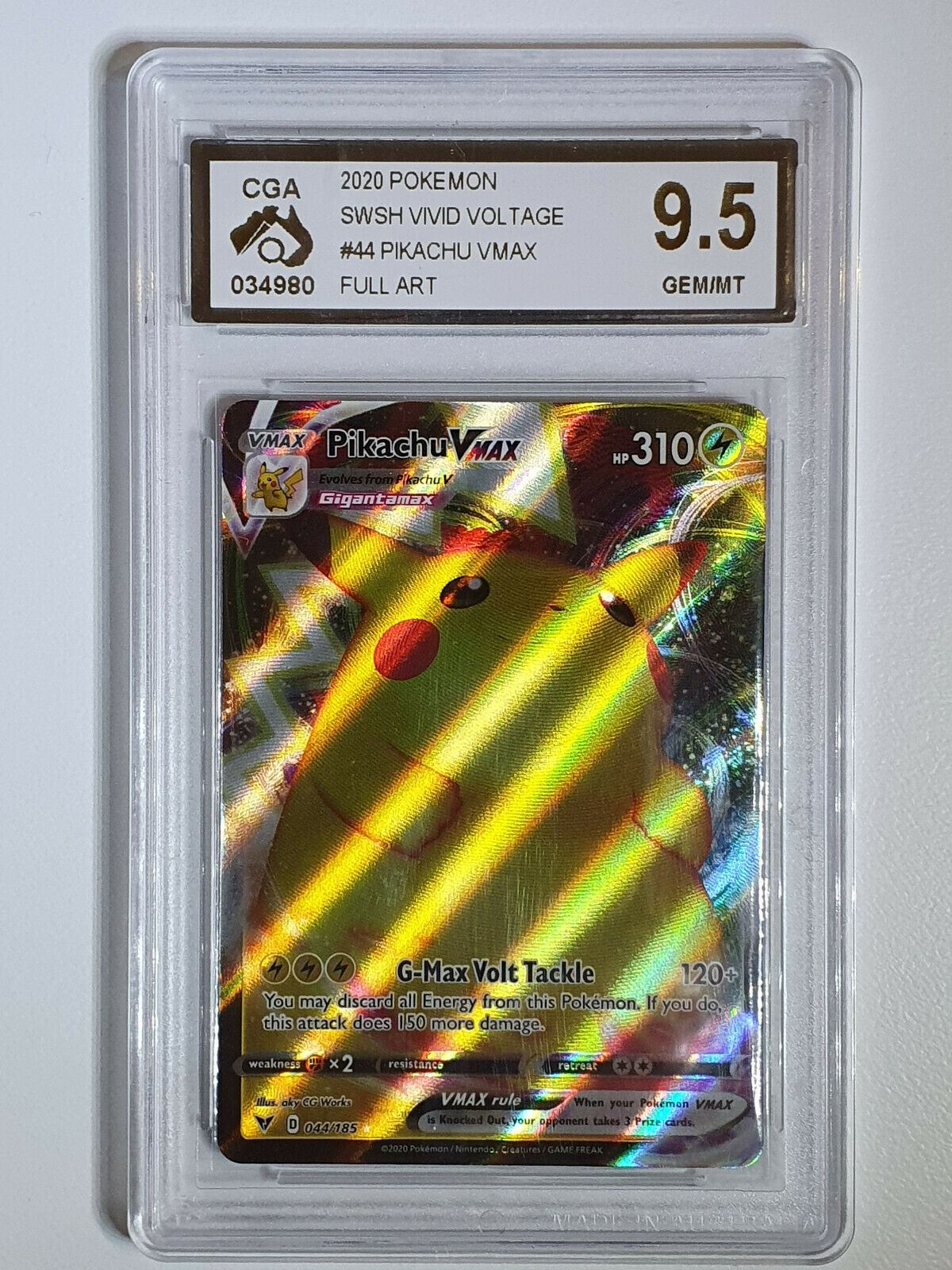 arcade game pokemon card SWSH04: Vivid Voltage Pikachu VMAX #044/185