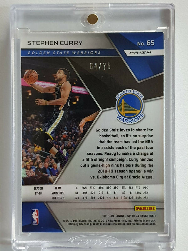 2018 Panini Spectra Stephen Curry #65 NEON BLUE Prizm /75 - Ready to Grade