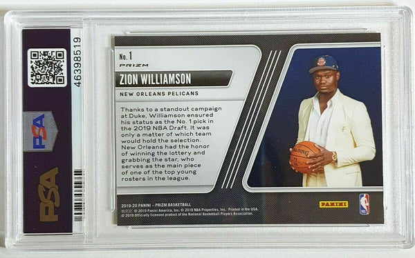 2019 Prizm Zion Williamson Rookie #1 Luck of Lottery FAST BREAK Prizm - PSA 9