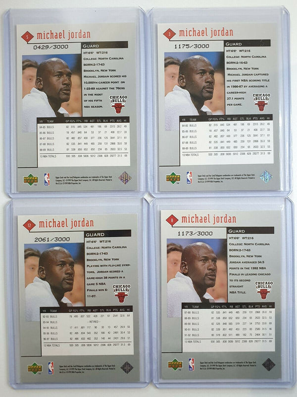 1988 UD Michael Jordan Black Diamond DOUBLE RED /3000 LOT OF 4 - Ready to Grade