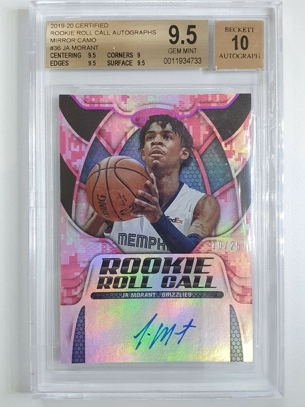 2019 Certified Ja Morant Rookie Auto #36 MIRROR CAMO /25  - BGS 9 (Auto 10)