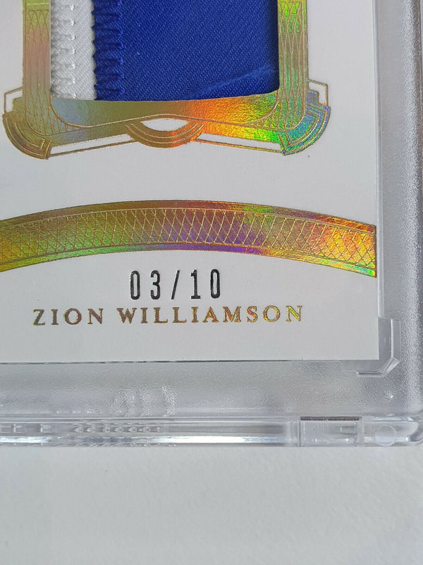 2019 Flawless Zion Williamson Rookie Patch #GOLD /10 (Two Color Game Worn) - GEM