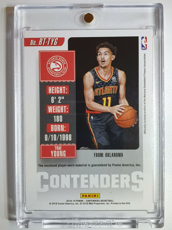 2018 Contenders Trae Young #Rookie Patch (Game Worn Jersey) - Ready to Grade