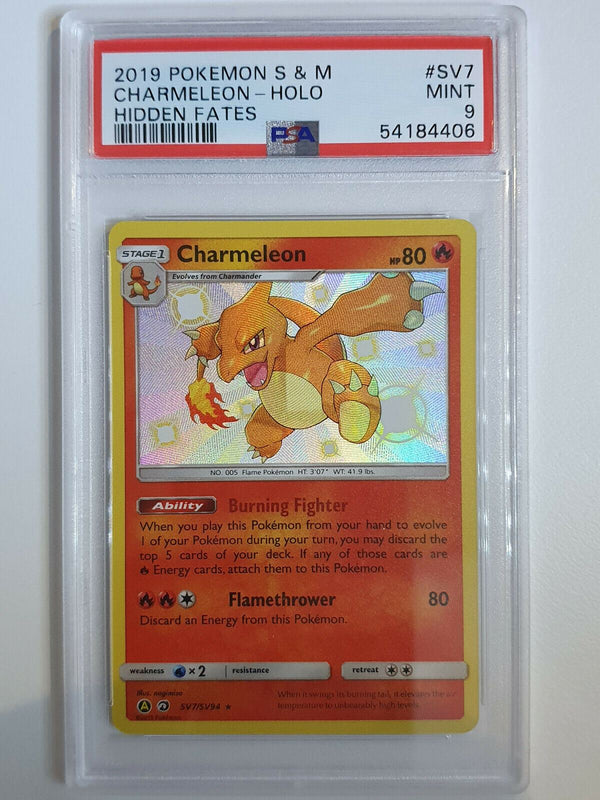 2019 Pokemon Charmeleon HOLO SV7/SV94 Hidden Fates SHINY - PSA 9