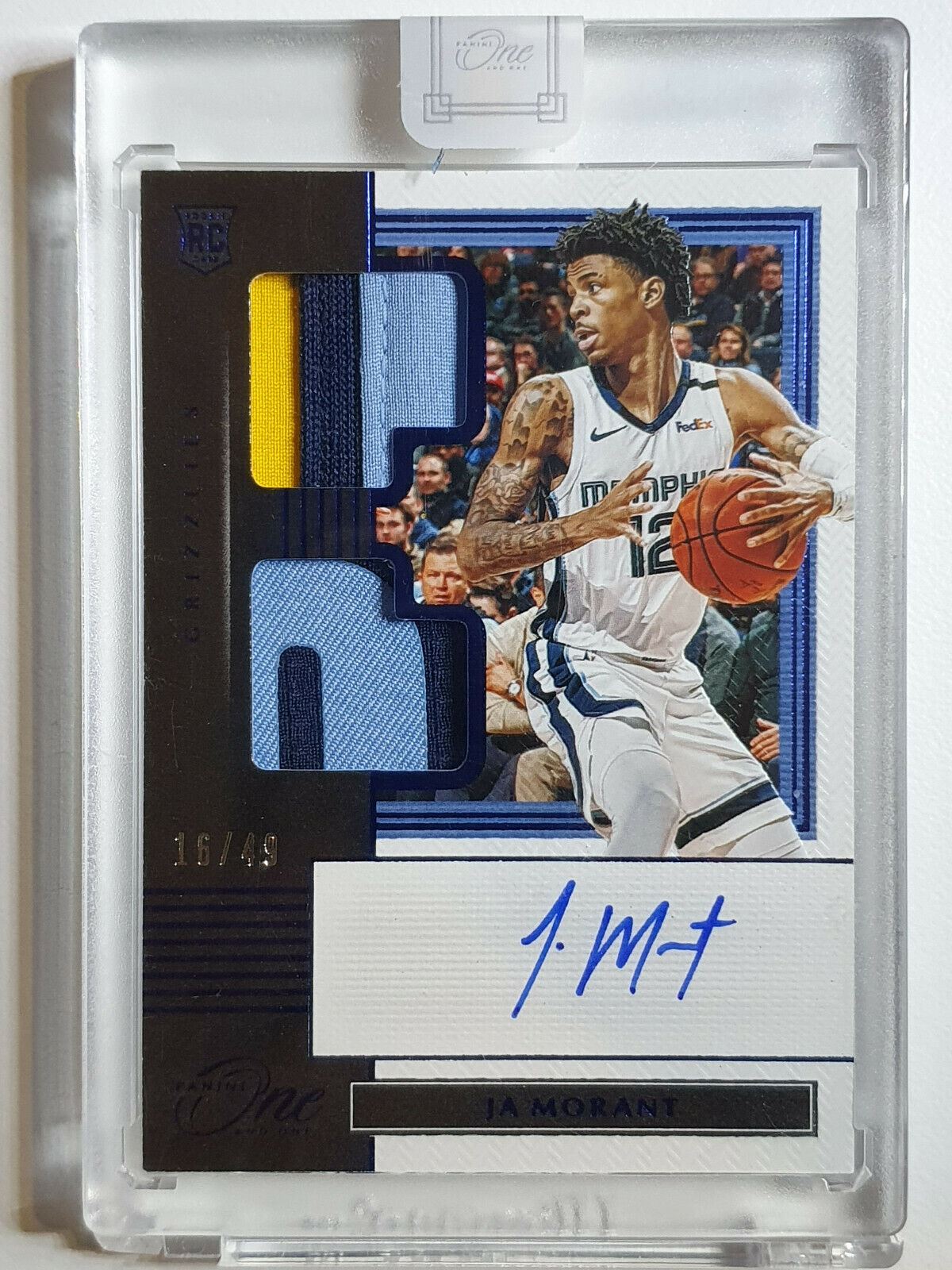 2019 One and One Ja Morant Rookie Patch Auto (RPA) DUAL BLUE /49