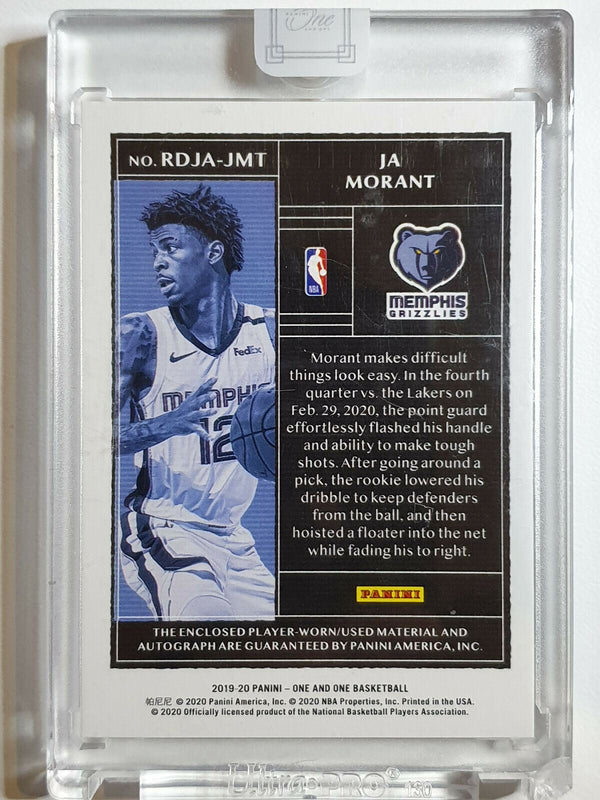 2019 One and One Ja Morant Rookie Patch Auto (RPA) DUAL BLUE /49 - Rare Gem