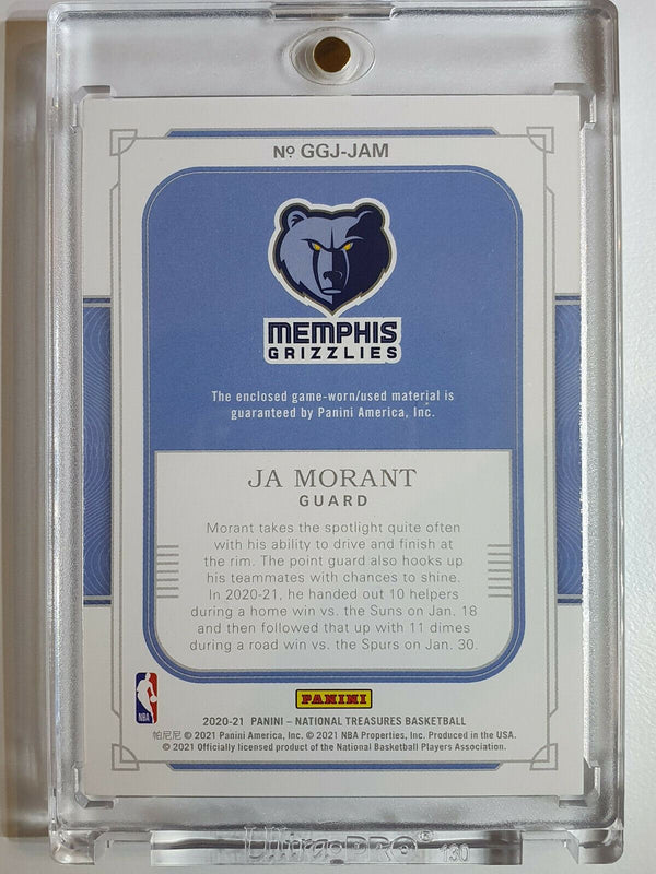 2020 National Treasures Ja Morant #PATCH /99 Game Gear Worn Jersey - Rare