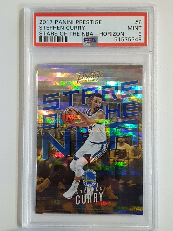 2017 Panini Prestige Stephen Curry #6 HORIZON Prizm - PSA 9 (POP 3 None Higher)