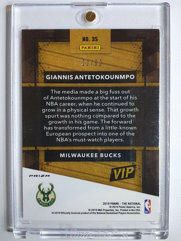 2019 Panini Giannis Antetokounmpo #35 PURPLE ICE /99 - Ready to Grade