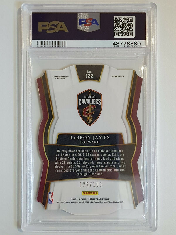 2017 Select LeBron James #122 RED Prizm /135 Die Cut - PSA 9 (POP 10)