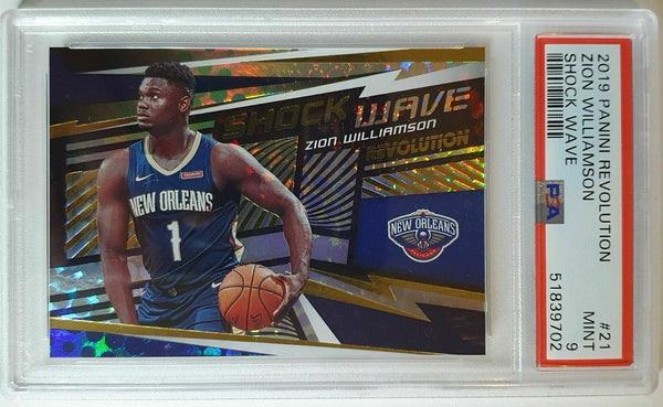 2019 Panini Revolution Zion Williamson Rookie #21 SHOCK WAVE Prizm - PSA 9