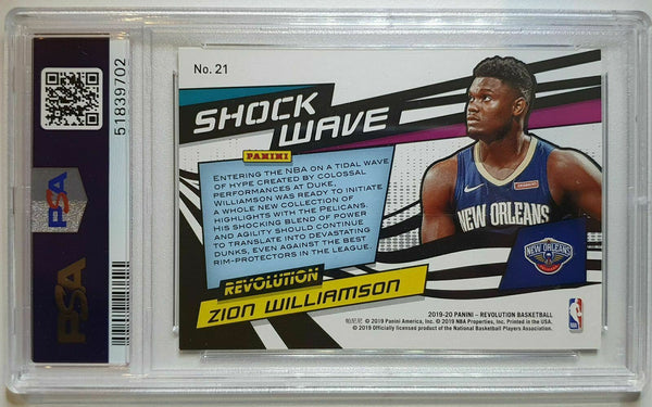 2019 Panini Revolution Zion Williamson Rookie #21 SHOCK WAVE Prizm - PSA 9