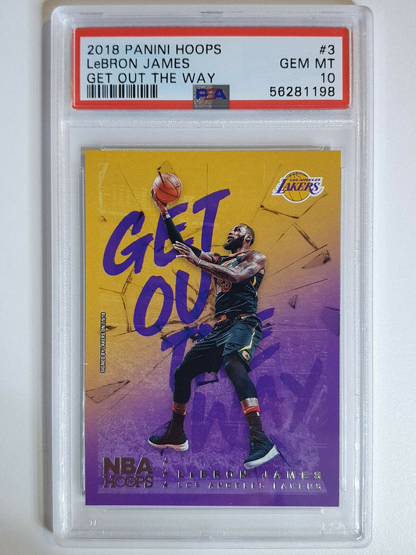 2018 Panini NBA Hoops Lebron James #3 Get Out Of The Way - PSA 10