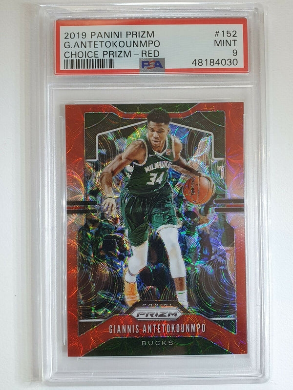 2019 Panini Prizm Giannis Antetokounmpo #152 CHOICE RED Prizm /88 - PSA 9