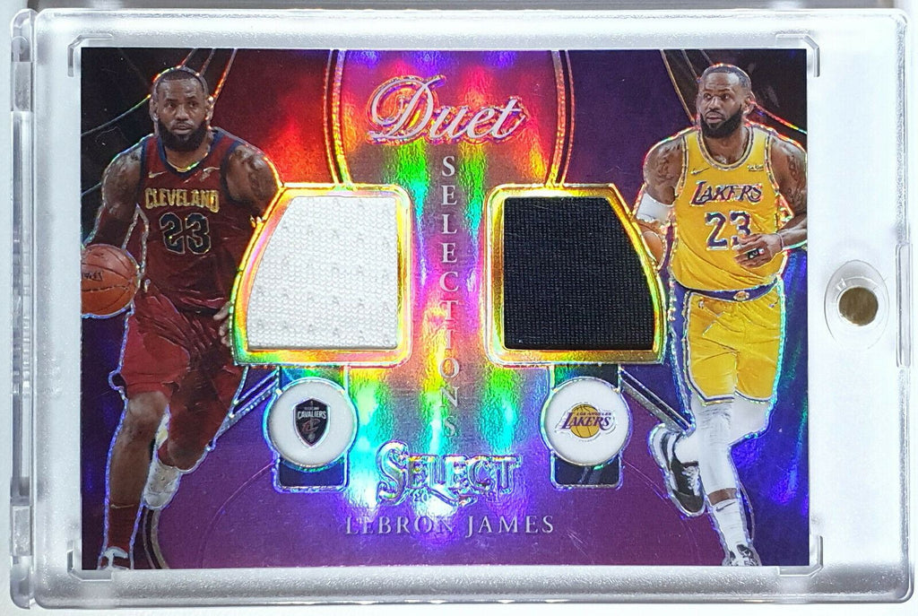 2020 Select Lebron James #PATCH PURPLE /99 Game Worn Dual Jerseys